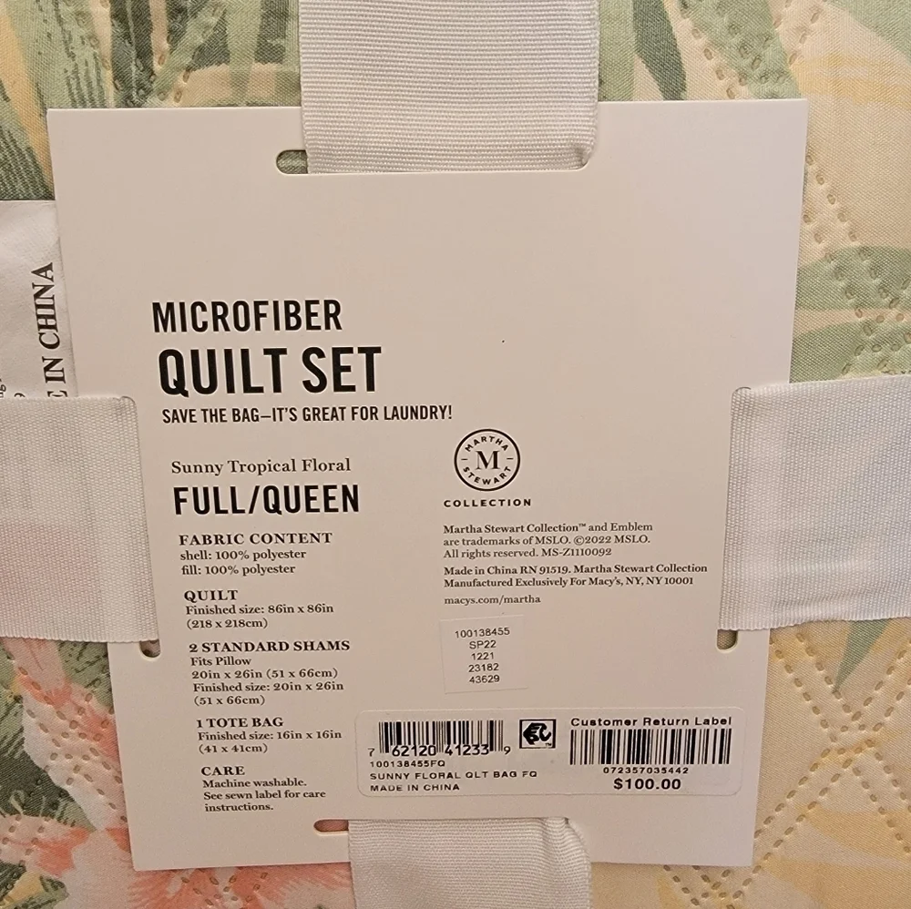 NWT Martha Stewart 4 Pc Full/Queen Quilt Set